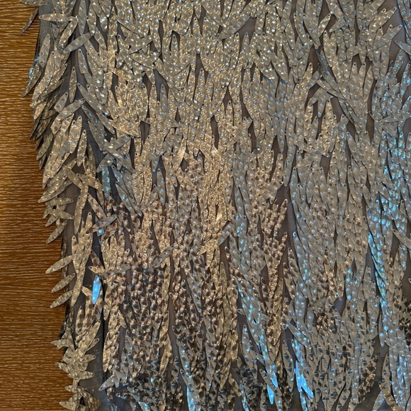 NWT ANTHROPOLOGIE Silver Sequin Fringed Midi Skirt, Size 2 - Picture 2 of 3